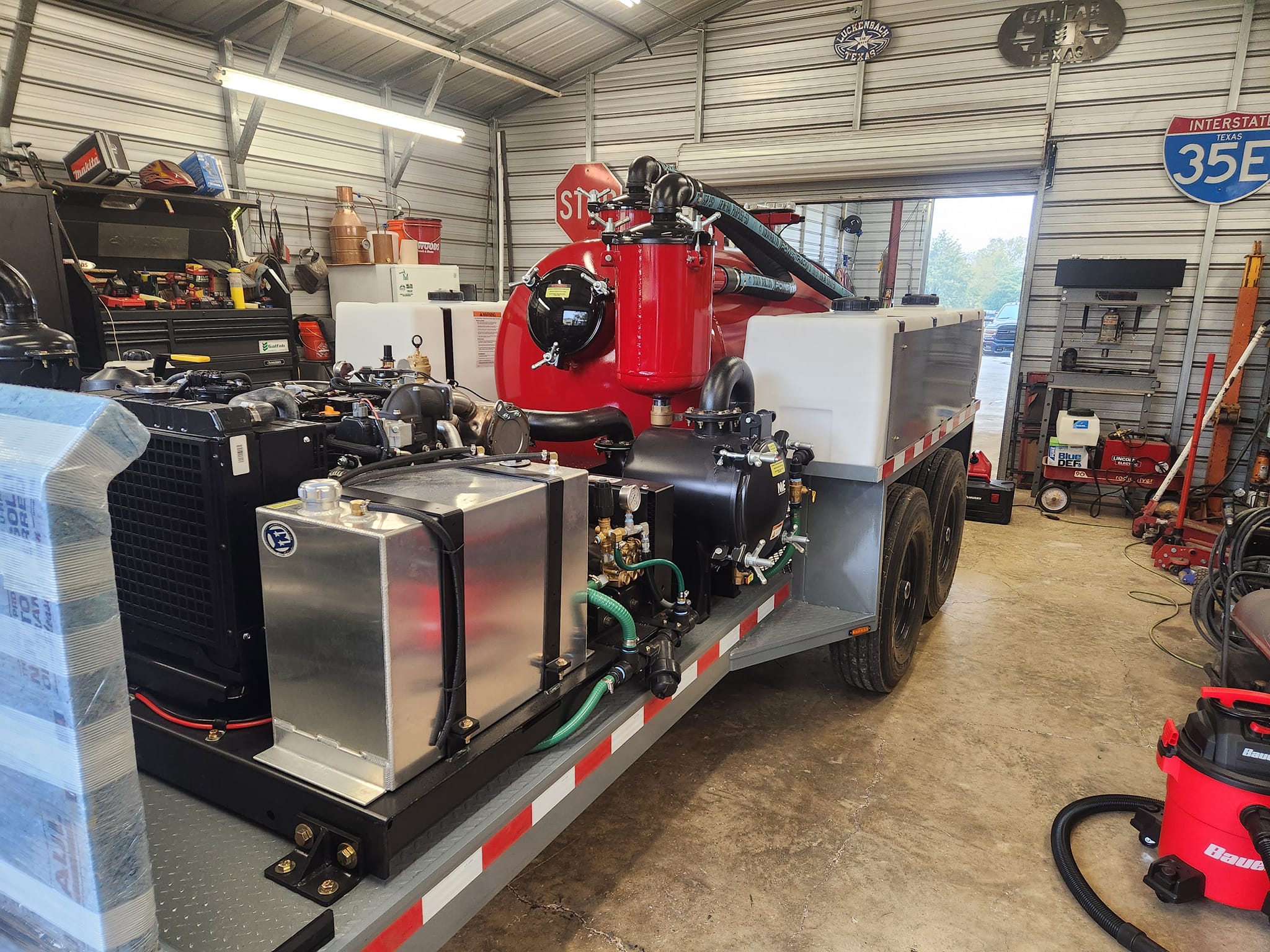 Red-Gray Vacuum Trailer