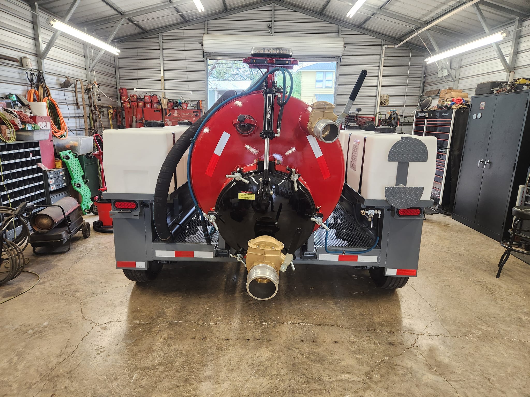 Red-Gray Vacuum Trailer